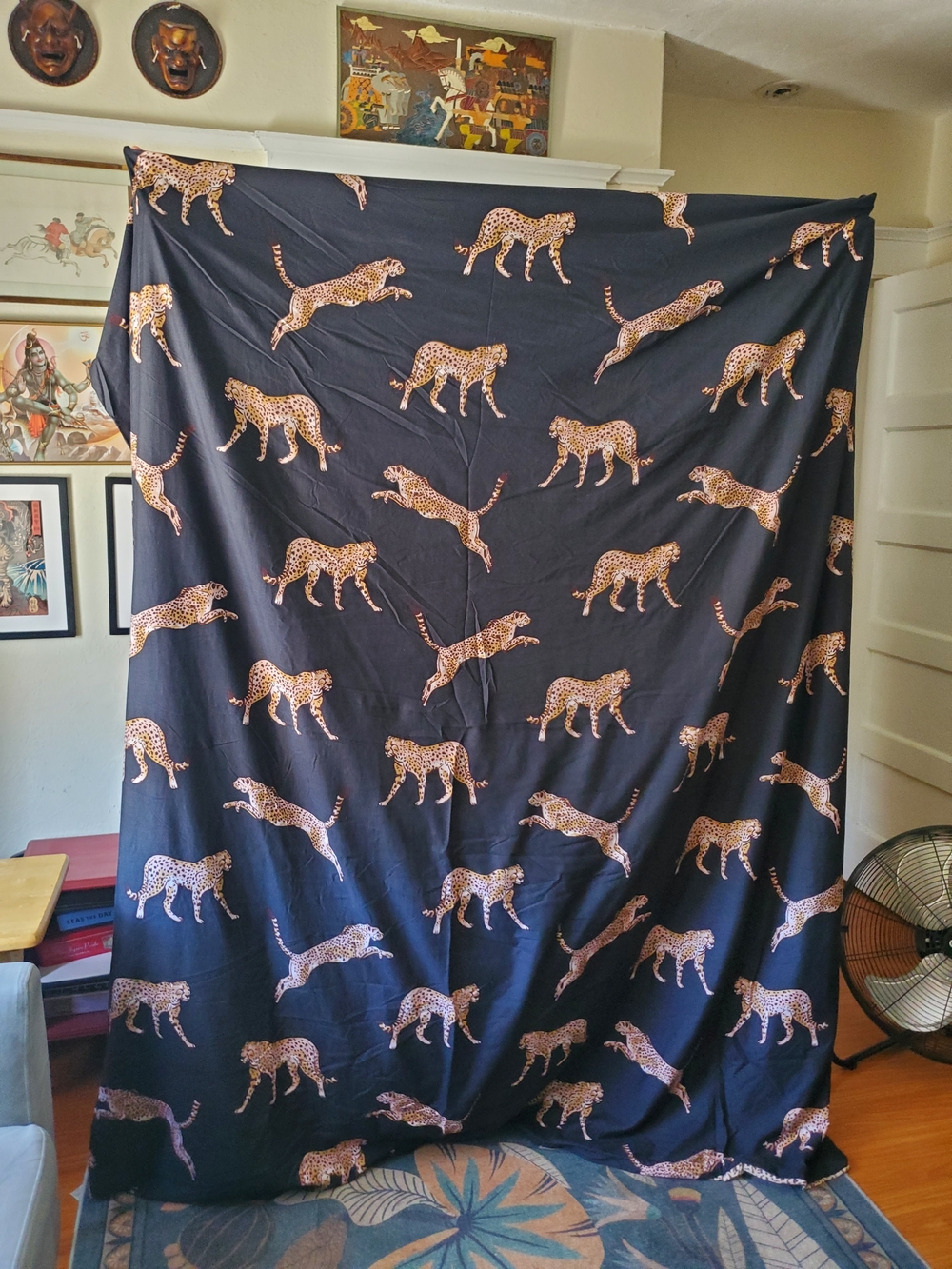 Navy Leopard Print/Reversible Duvet Cover & Pillow Cases - 3 Pieces